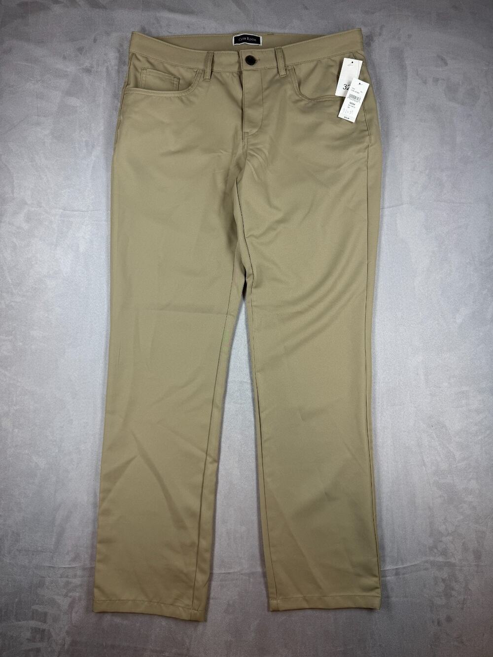 Club Room Men's Khaki Classic Straight Leg Tech Pants Size 32W / 31L NWT